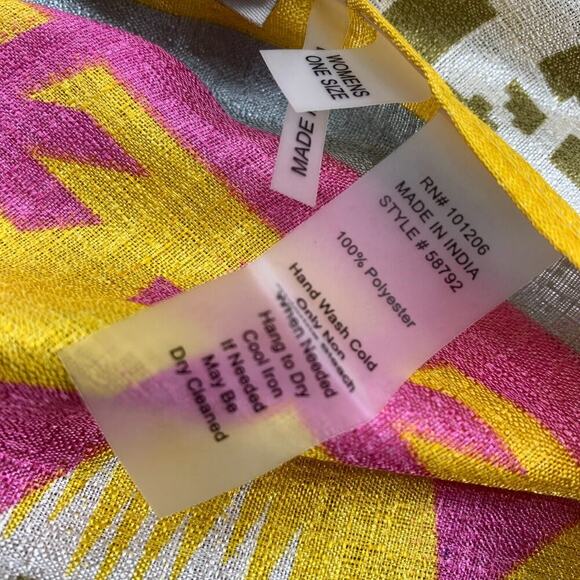 Soft Surroundings Women's O/S Flowy Neon Printed Fringe Tassel Vest Cruise Beach - Picture 8 of 8